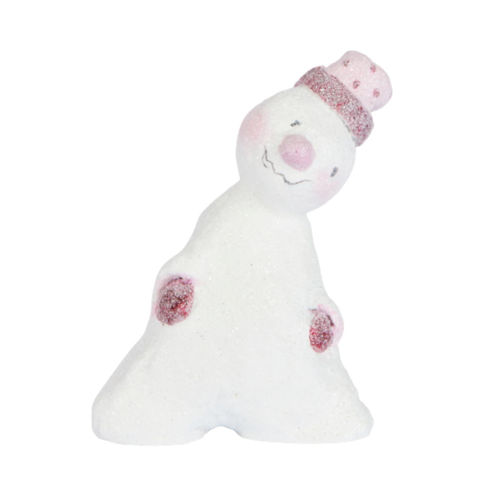 Snemanden Ollie julefigur - hvid/rosa